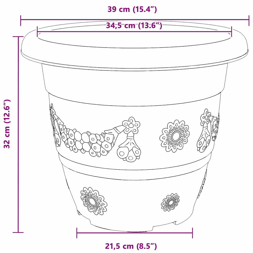 Vaso Rotondo per Fiori 24 pz Nero Ø 39 x 32 cm Plastica