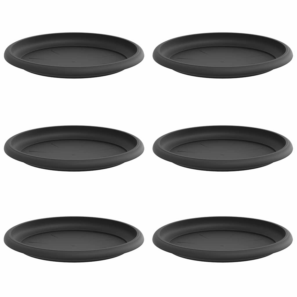 Vassoio Rotondo per Fiori 6 pz Nero Ø 17,5 x 2 cm Plastica