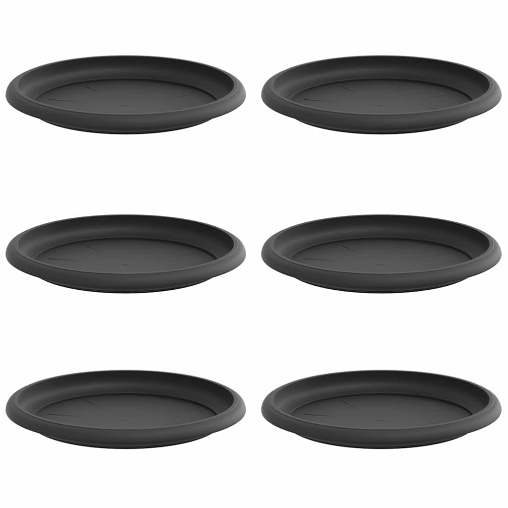 Vassoio Rotondo per Fiori 6 pz Nero Ø 19 x 2 cm Plastica