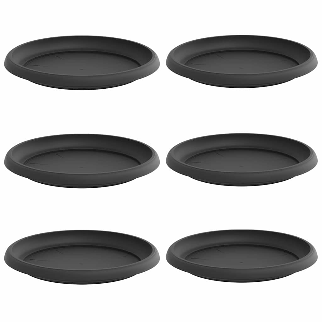 Vassoio Rotondo per Fiori 6 pz Nero Ø 21,5 x 2,5 cm Plastica