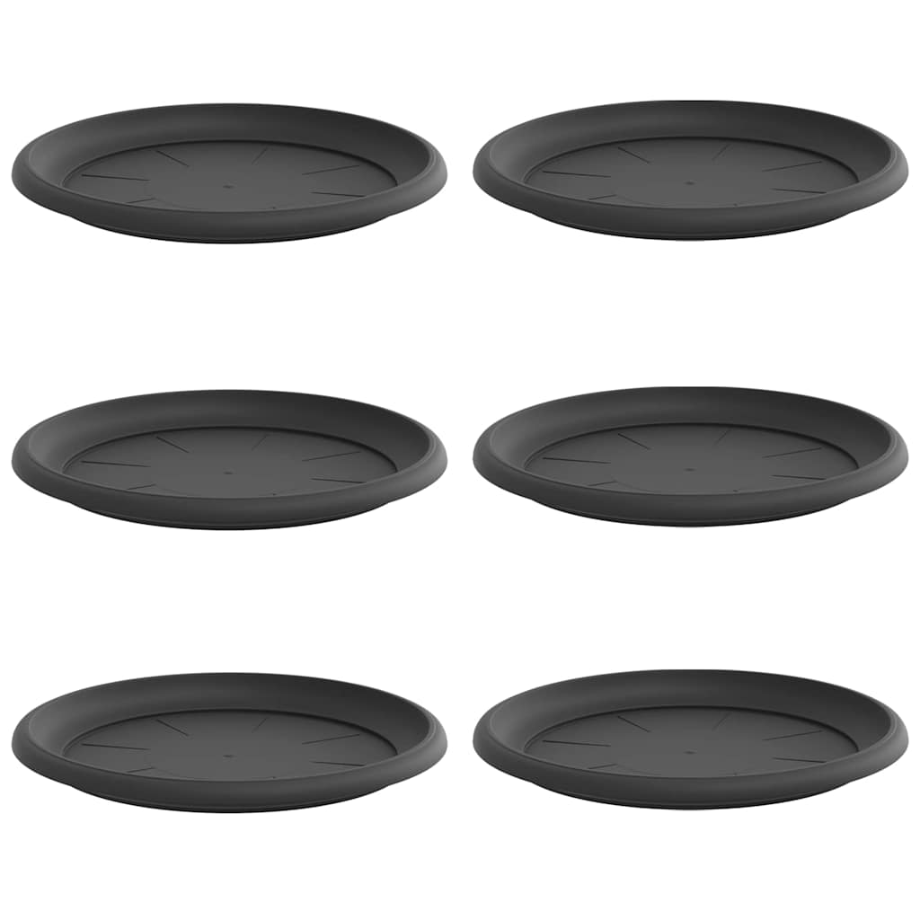 Vassoio Rotondo per Fiori 6 pz Nero Ø 27 x 2,5 cm Plastica