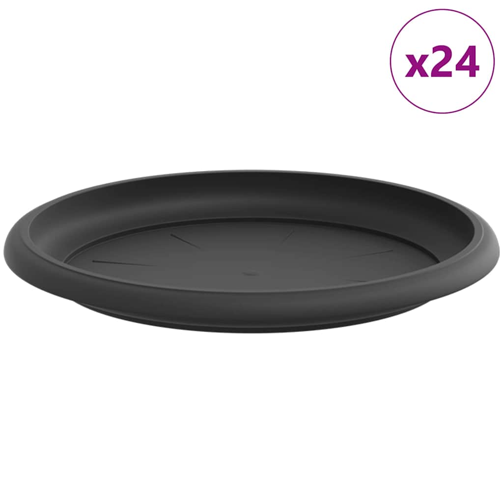 Vassoio Rotondo per Fiori 24 pz Nero Ø 17,5 x 2 cm Plastica