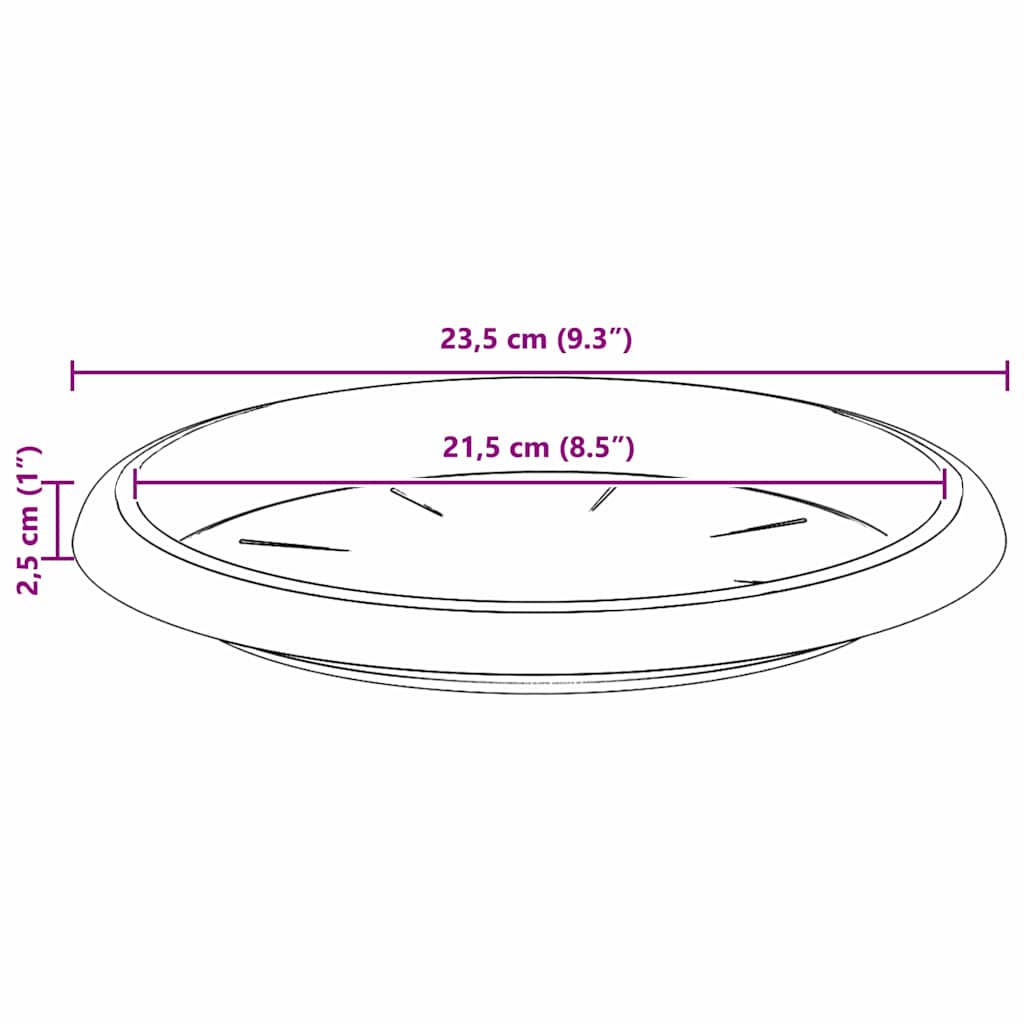 Vassoio Rotondo per Fiori 24 pz Nero Ø 23,5 x 2,5 cm Plastica