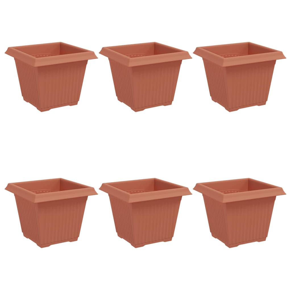 Vaso quadrato per fiori 6 pz Rosso Mattone 20 x 20 x 16 cm
