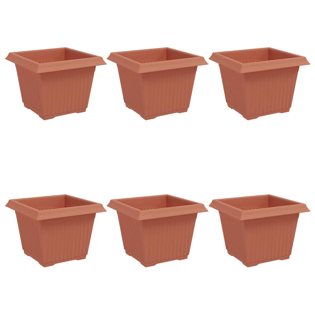 Vaso quadrato per fiori 6 pz Rosso Mattone 23 x 23 x 17,5 cm