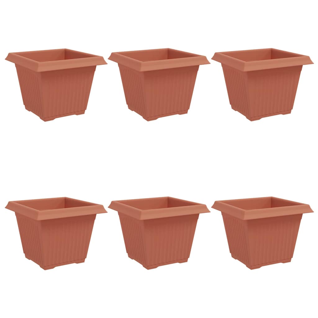 Vaso quadrato per fiori 6 pz Rosso Mattone 28,5 x 28,5 x 22 cm