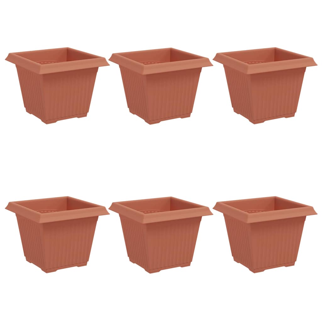 Vaso quadrato per fiori 6 pz Rosso Mattone 33 x 33 x 26 cm
