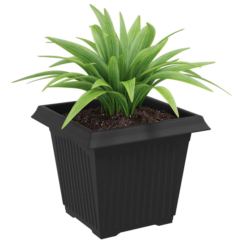 Vaso quadrato per fiori 6 pz Nero 20 x 20 x 16 cm Plastica