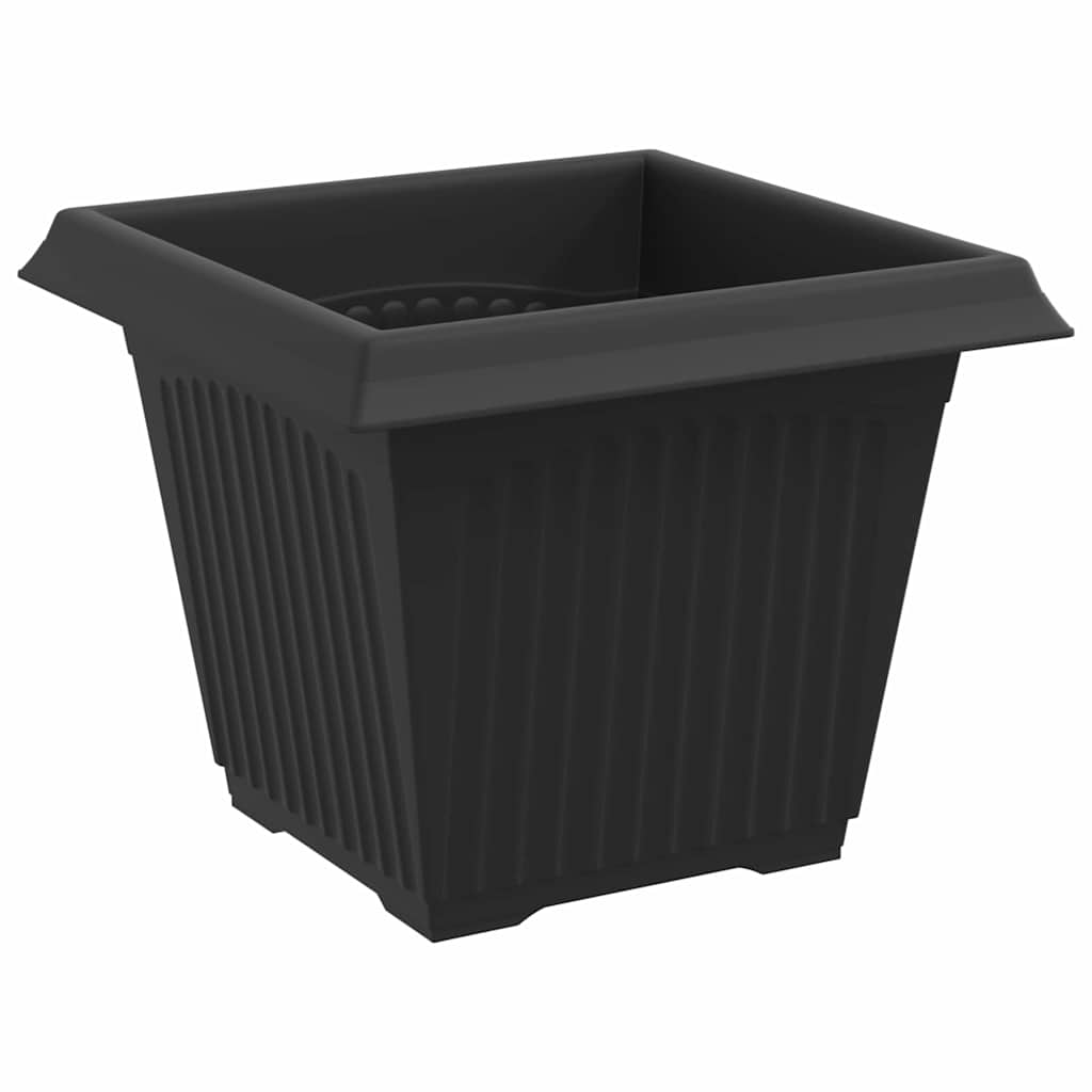 Vaso quadrato per fiori 6 pz Nero 20 x 20 x 16 cm Plastica
