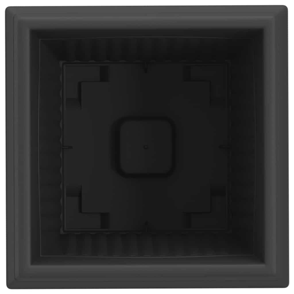 Vaso quadrato per fiori 6 pz Nero 28,5 x 28,5 x 22 cm Plastica