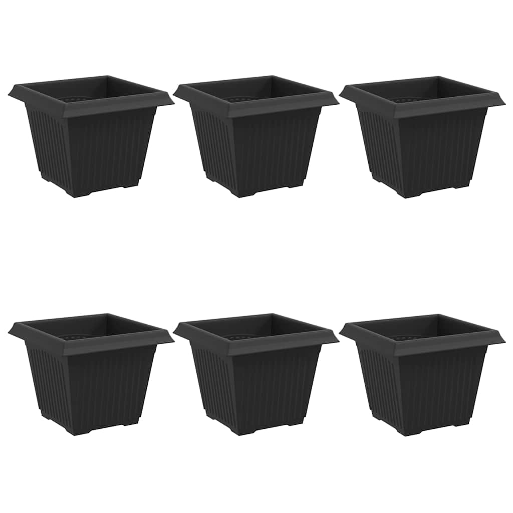 Vaso quadrato per fiori 6 pz Nero 33 x 33 x 26 cm Plastica