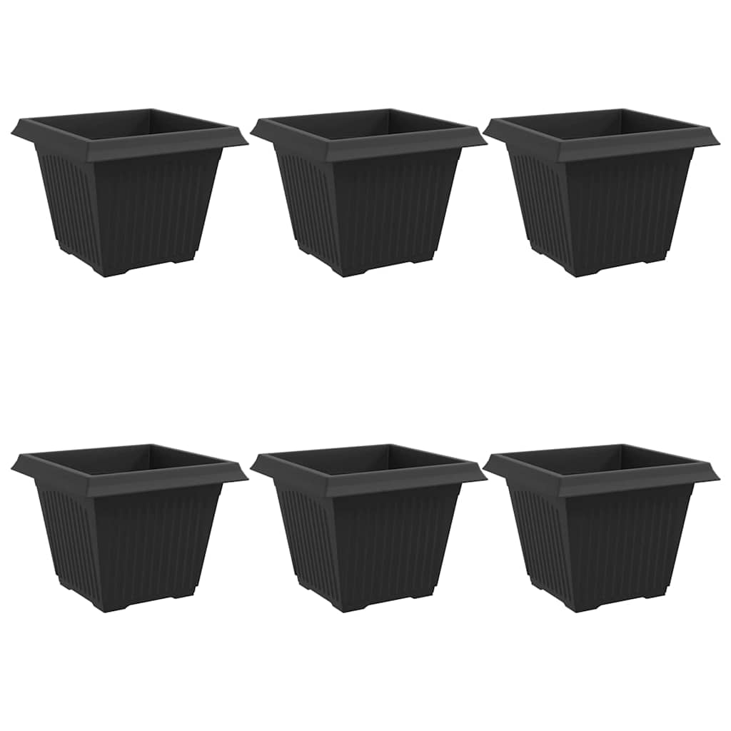 Vaso quadrato per fiori 6 pz Nero 43 x 43 x 33,5 cm Plastica