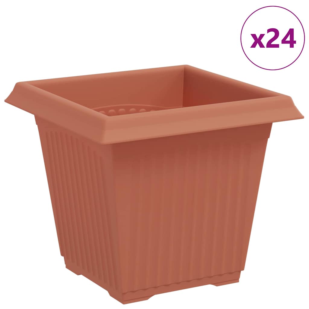 Vaso quadrato per fiori 24 pz Rosso Mattone 16 x 16 x 14 cm