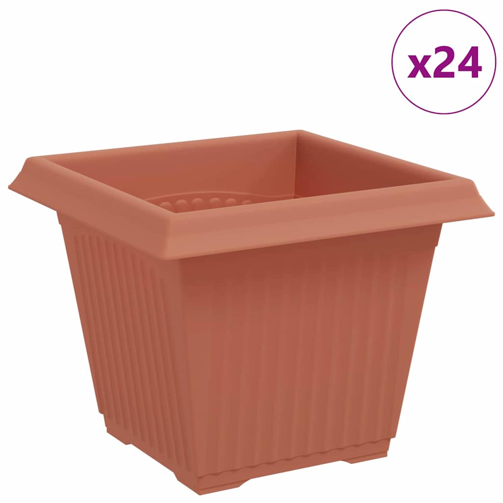 Vaso quadrato per fiori 24 pz Rosso Mattone 20 x 20 x 16 cm