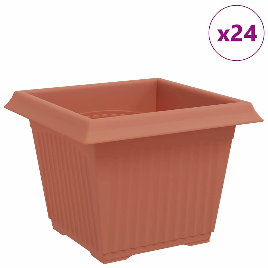 Vaso quadrato per fiori 24 pz Rosso Mattone 23 x 23 x 17,5 cm