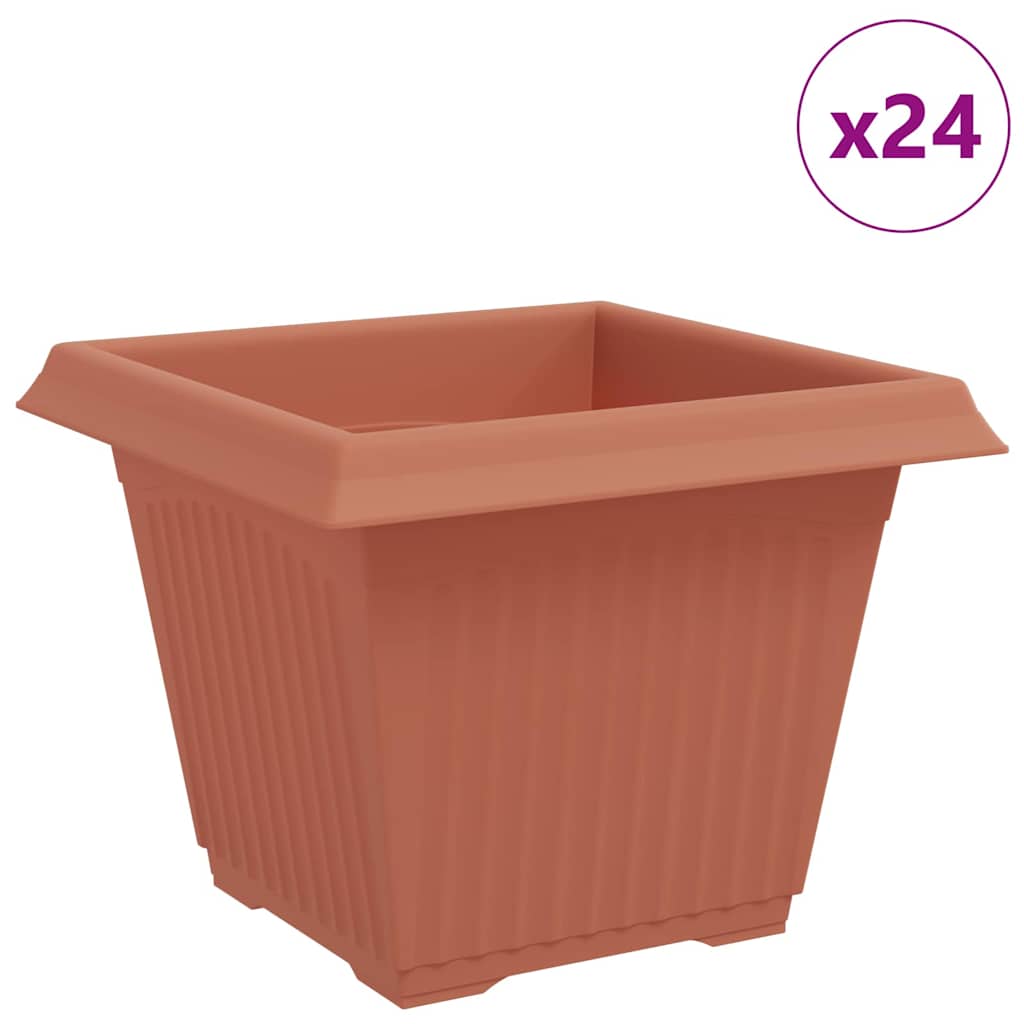 Vaso quadrato per fiori 24 pz Rosso Mattone 28,5 x 28,5 x 22 cm