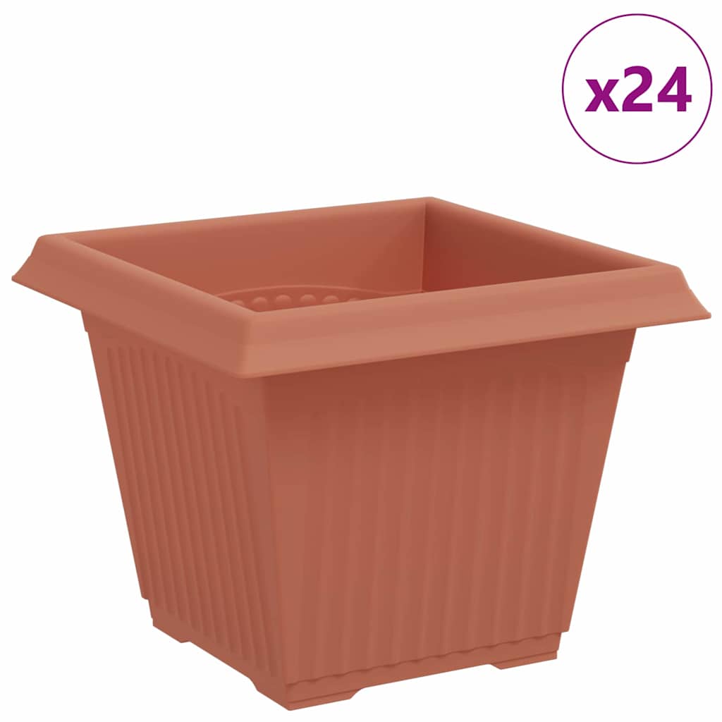 Vaso quadrato per fiori 24 pz Rosso Mattone 33 x 33 x 26 cm
