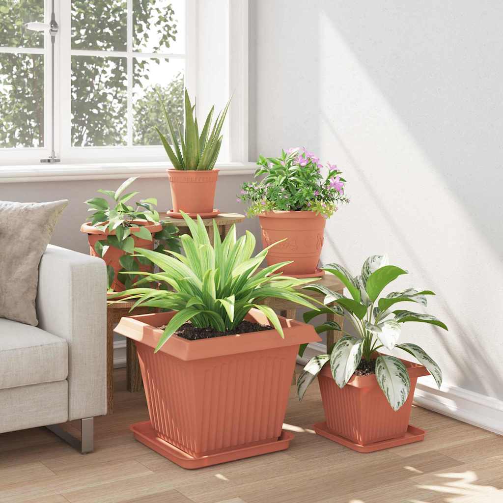 Vaso quadrato per fiori 24 pz Rosso Mattone 43 x 43 x 33,5 cm