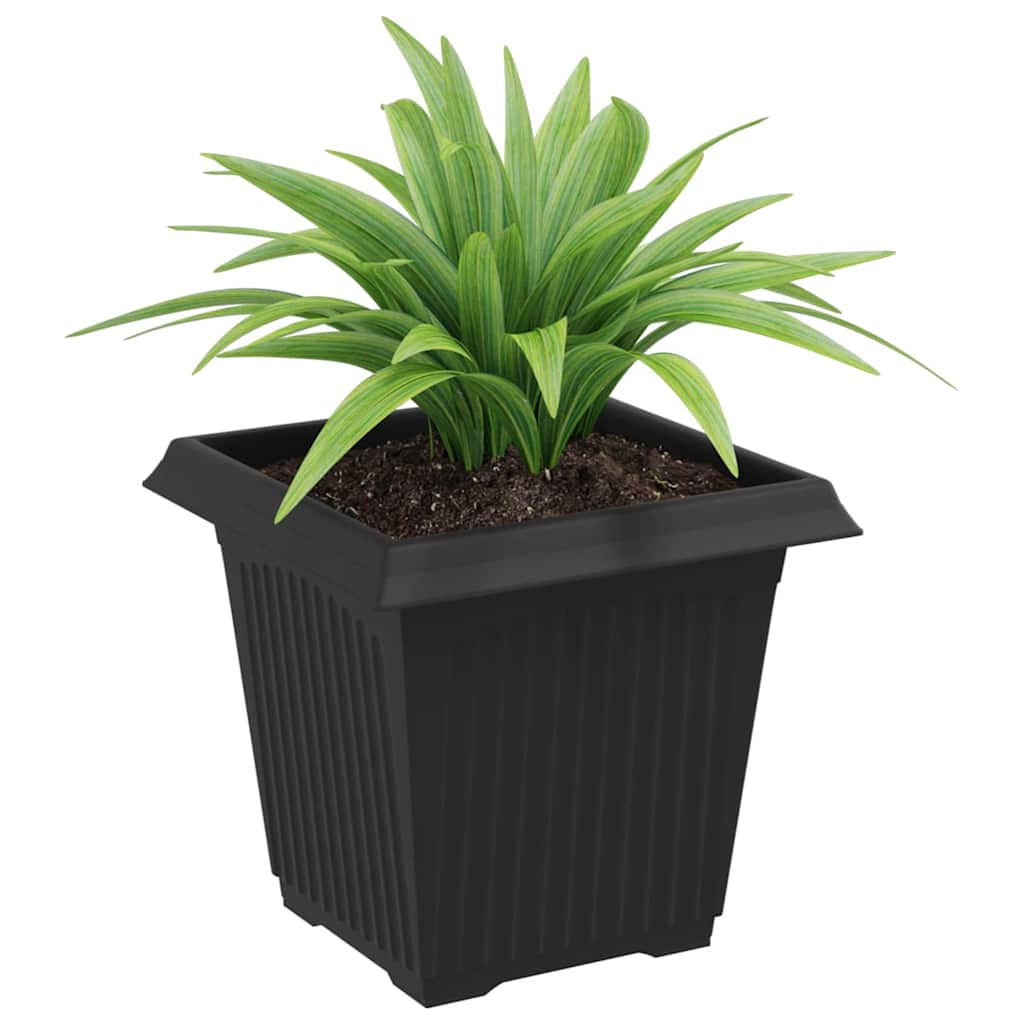 Vaso quadrato per fiori 24 pz Nero 16 x 16 x 14 cm Plastica