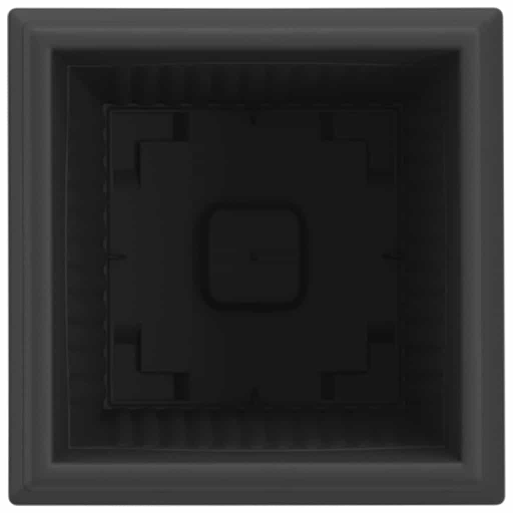 Vaso quadrato per fiori 24 pz Nero 16 x 16 x 14 cm Plastica