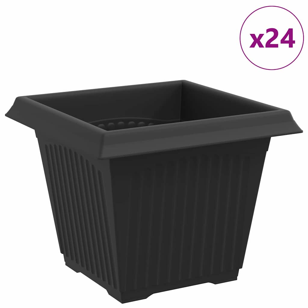Vaso quadrato per fiori 24 pz Nero 20 x 20 x 16 cm Plastica