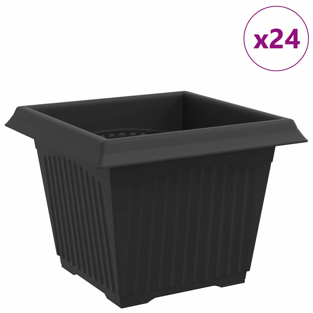 Vaso quadrato per fiori 24 pz Nero 23 x 23 x 17,5 cm Plastica