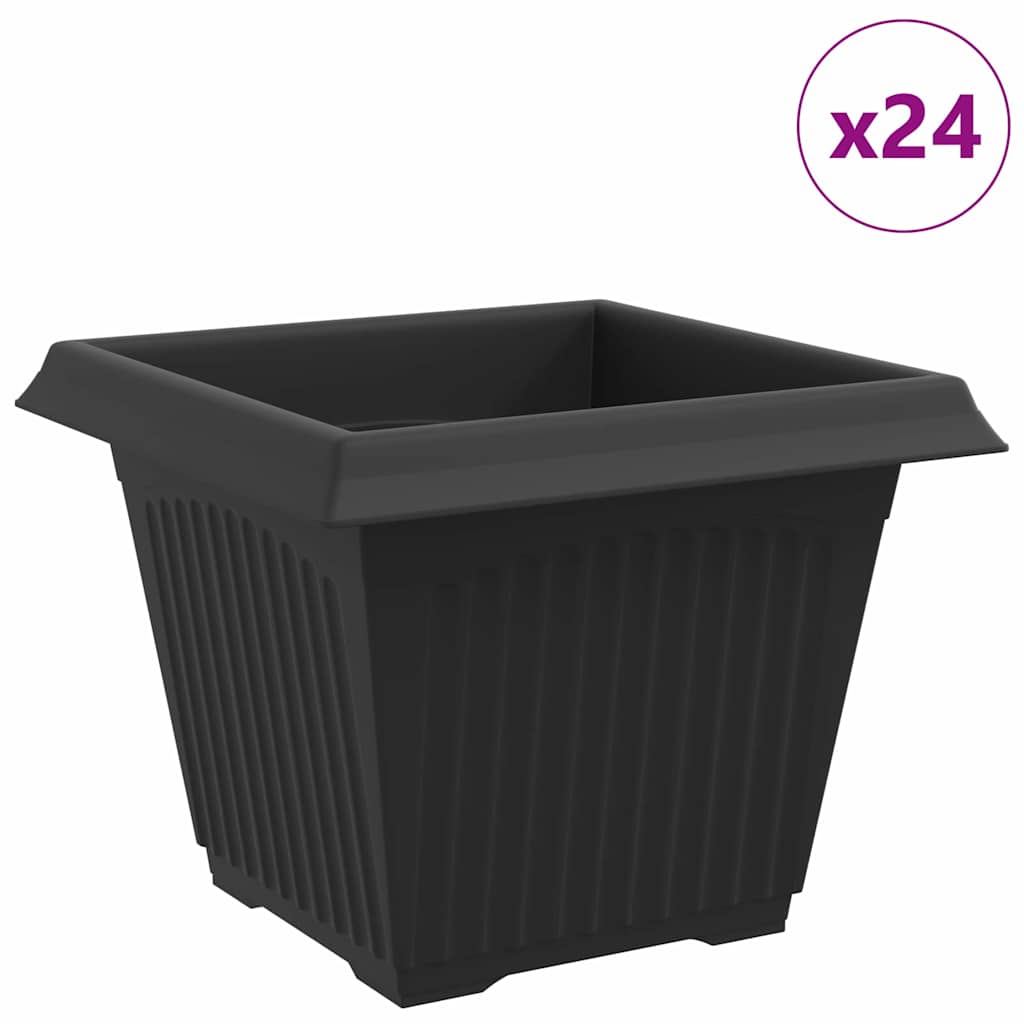 Vaso quadrato per fiori 24 pz Nero 28,5 x 28,5 x 22 cm Plastica