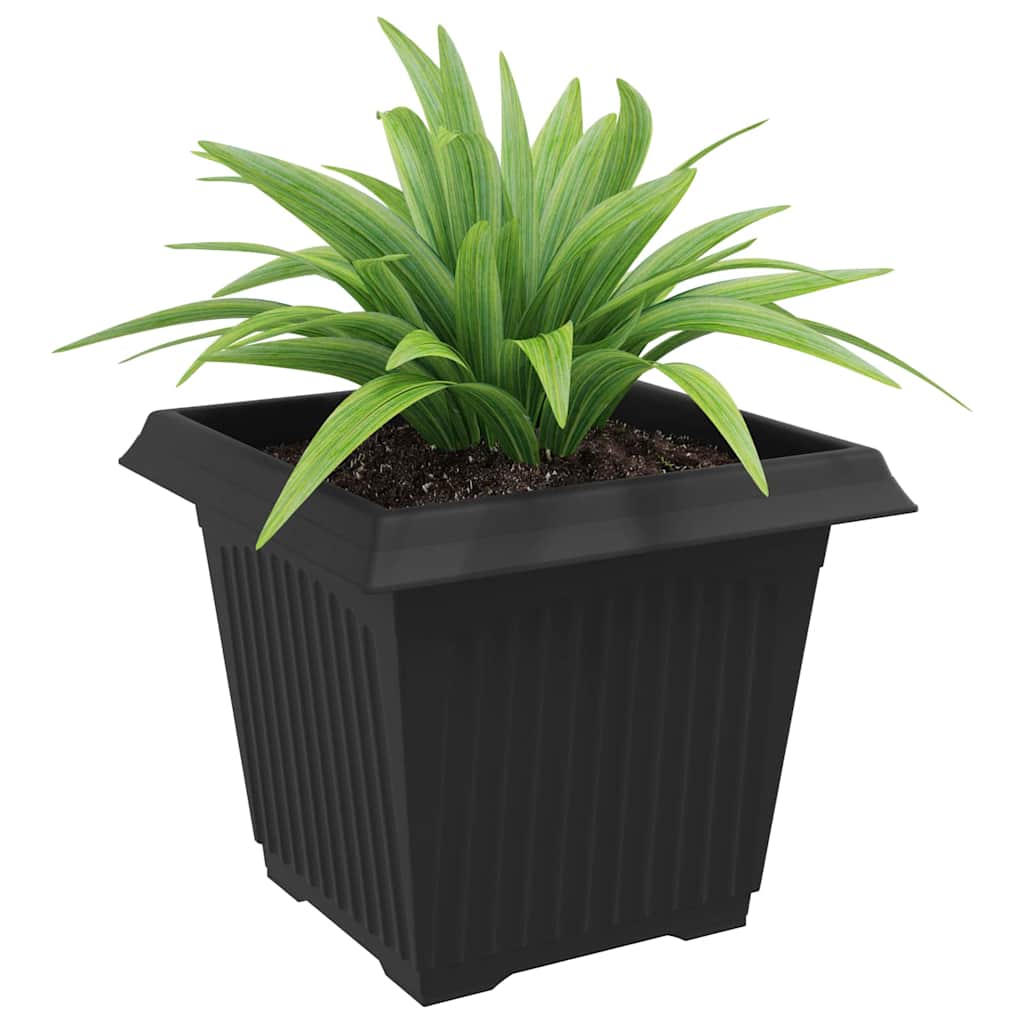 Vaso quadrato per fiori 24 pz Nero 28,5 x 28,5 x 22 cm Plastica