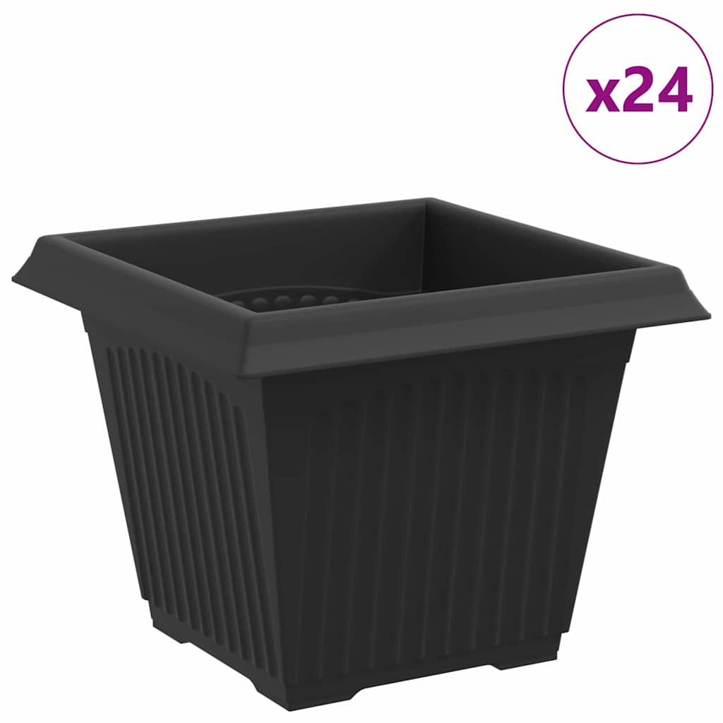Vaso quadrato per fiori 24 pz Nero 33 x 33 x 26 cm Plastica