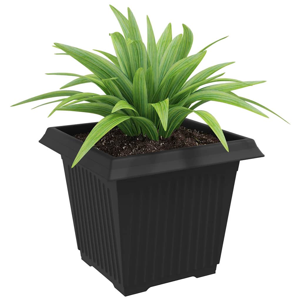 Vaso quadrato per fiori 24 pz Nero 33 x 33 x 26 cm Plastica