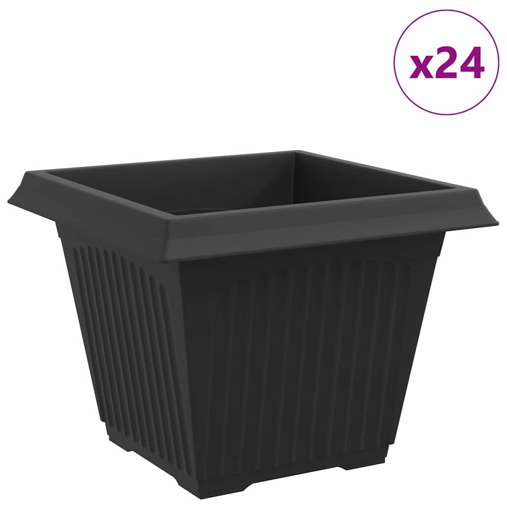 Vaso quadrato per fiori 24 pz Nero 43 x 43 x 33,5 cm Plastica