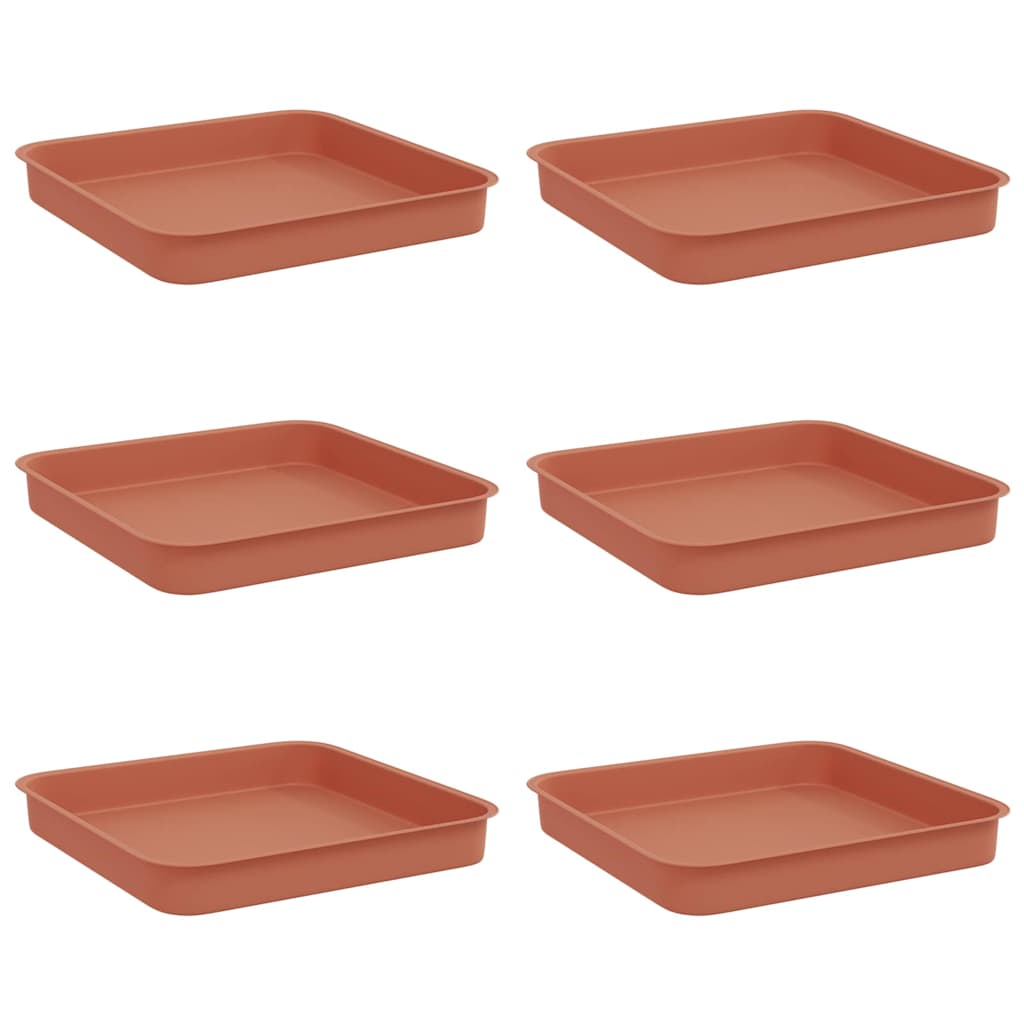 Vassoio Quadrato per Fiori 6 pz Rosso Mattone 15 x 15 x 2 cm