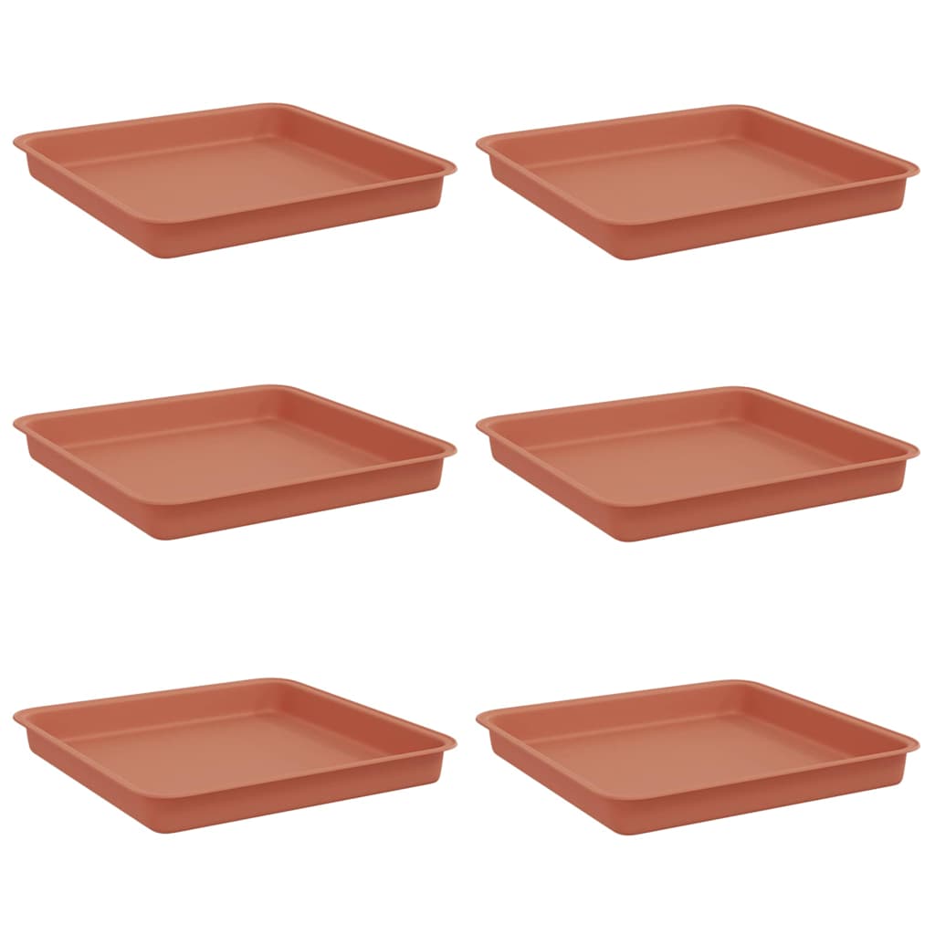 Vassoio Quadrato per Fiori 6 pz Rosso Mattone 18 x 18 x 2 cm
