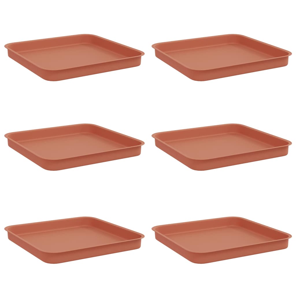 Vassoio Quadrato per Fiori 6 pz Rosso Mattone Plastica