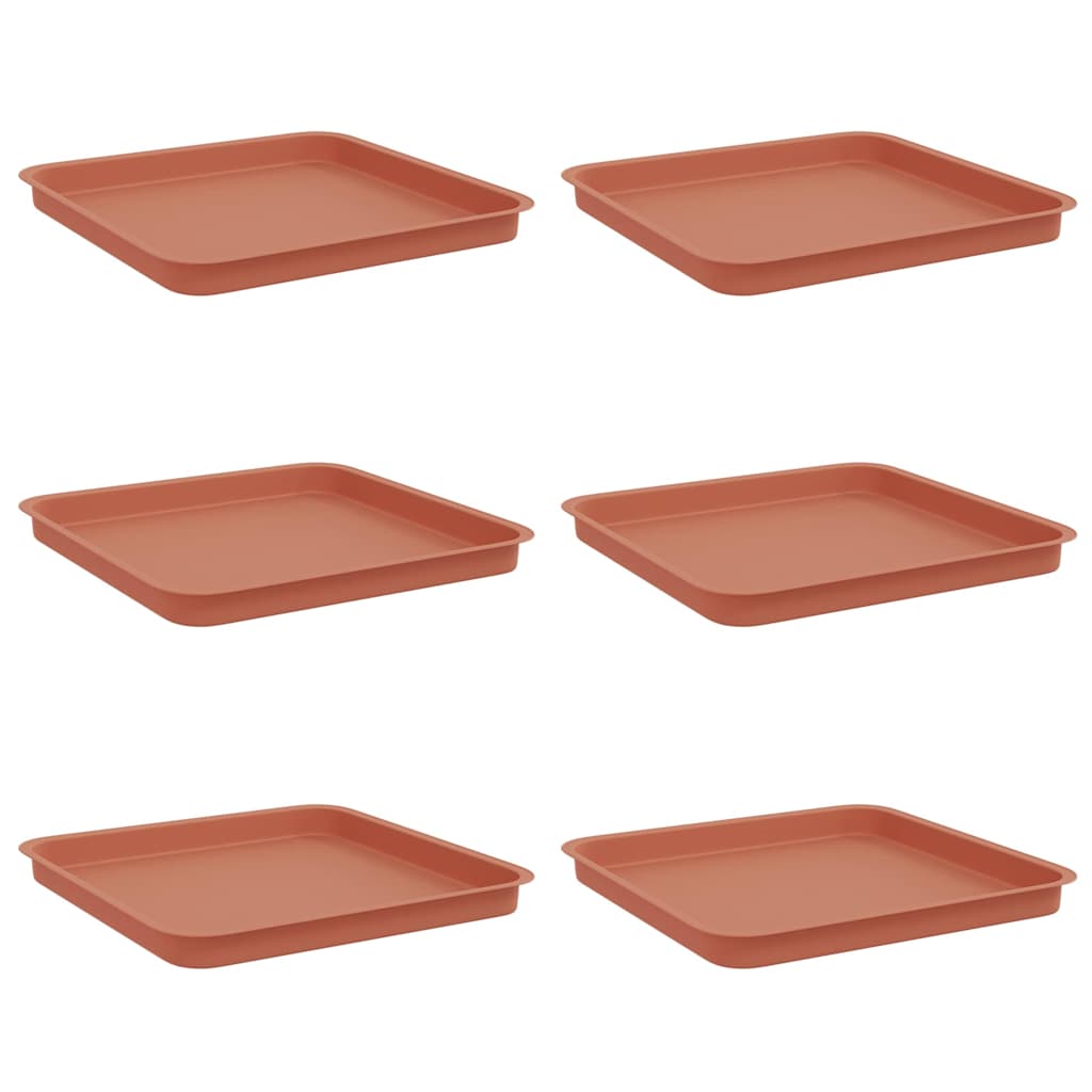 Vassoio Quadrato per Fiori 6 pz Rosso Mattone 36 x 36 x 2,5 cm