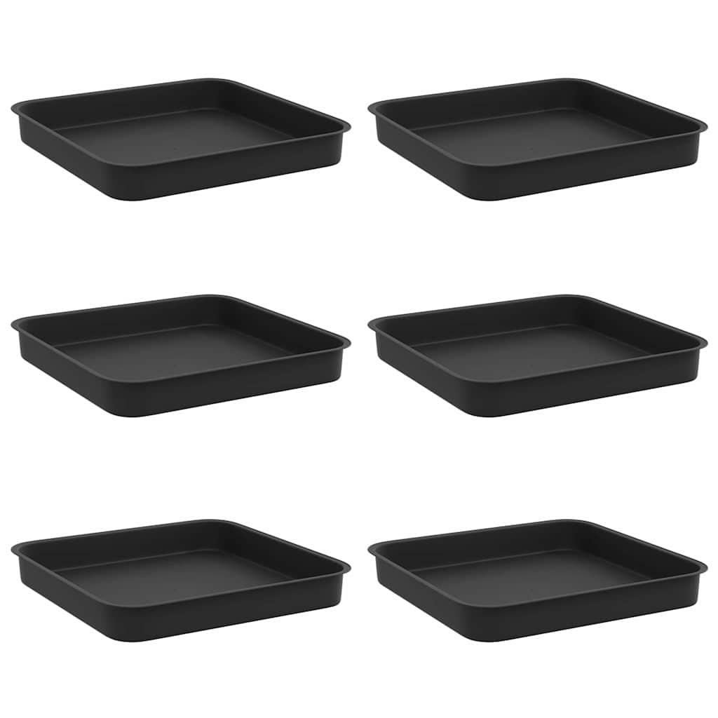 Vassoio Quadrato per Fiori 6 pz Nero 15 x 15 x 2 cm Plastica