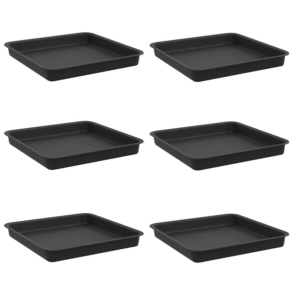 Vassoio Quadrato per Fiori 6 pz Nero 18 x 18 x 2 cm Plastica