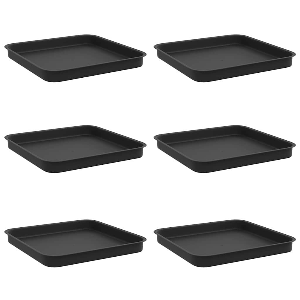 Vassoio Quadrato per Fiori 6 pz Nero 25,5 x 25,5 x 2,5 cm
