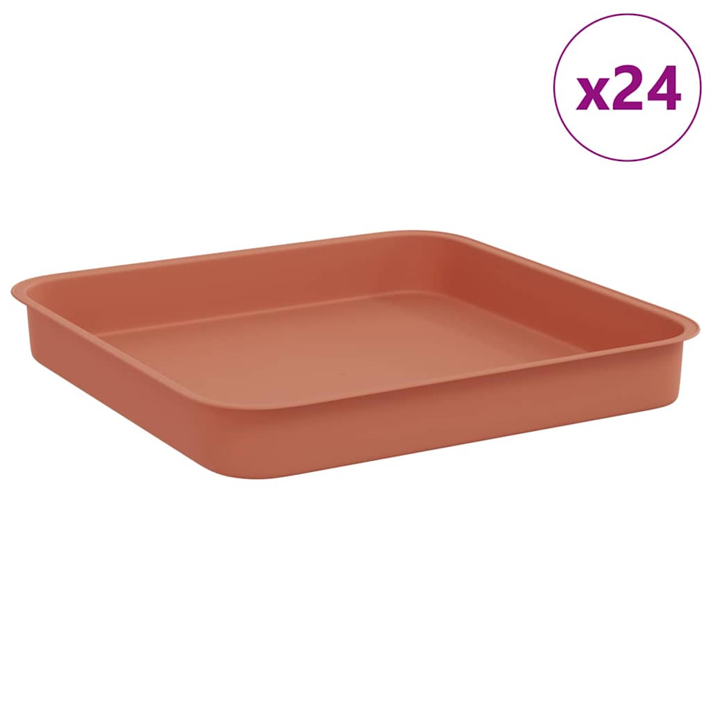 Vassoio Quadrato per Fiori 24 pz Rosso Mattone 15 x 15 x 2 cm