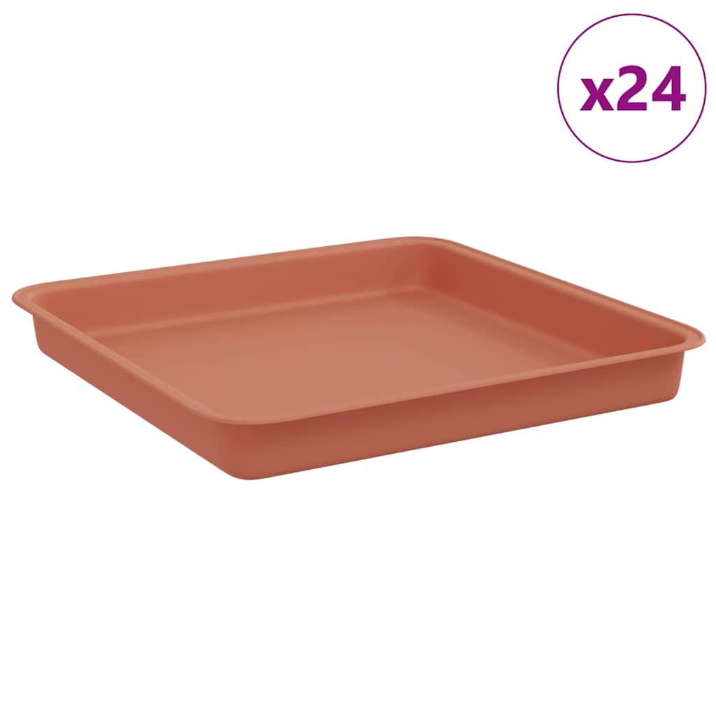 Vassoio Quadrato per Fiori 24 pz Rosso Mattone 18 x 18 x 2 cm