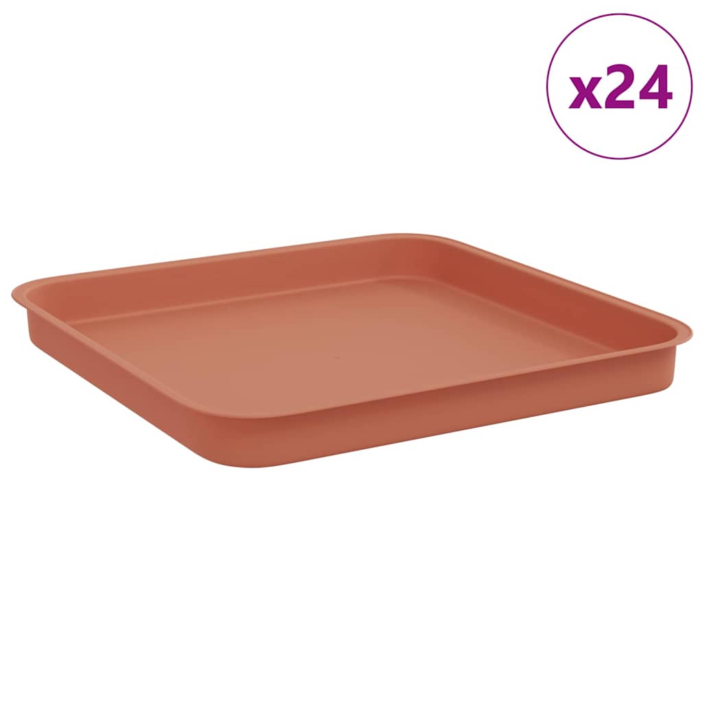 Vassoio Quadrato per Fiori 24 pz Rosso Mattone 21 x 21 x 2 cm