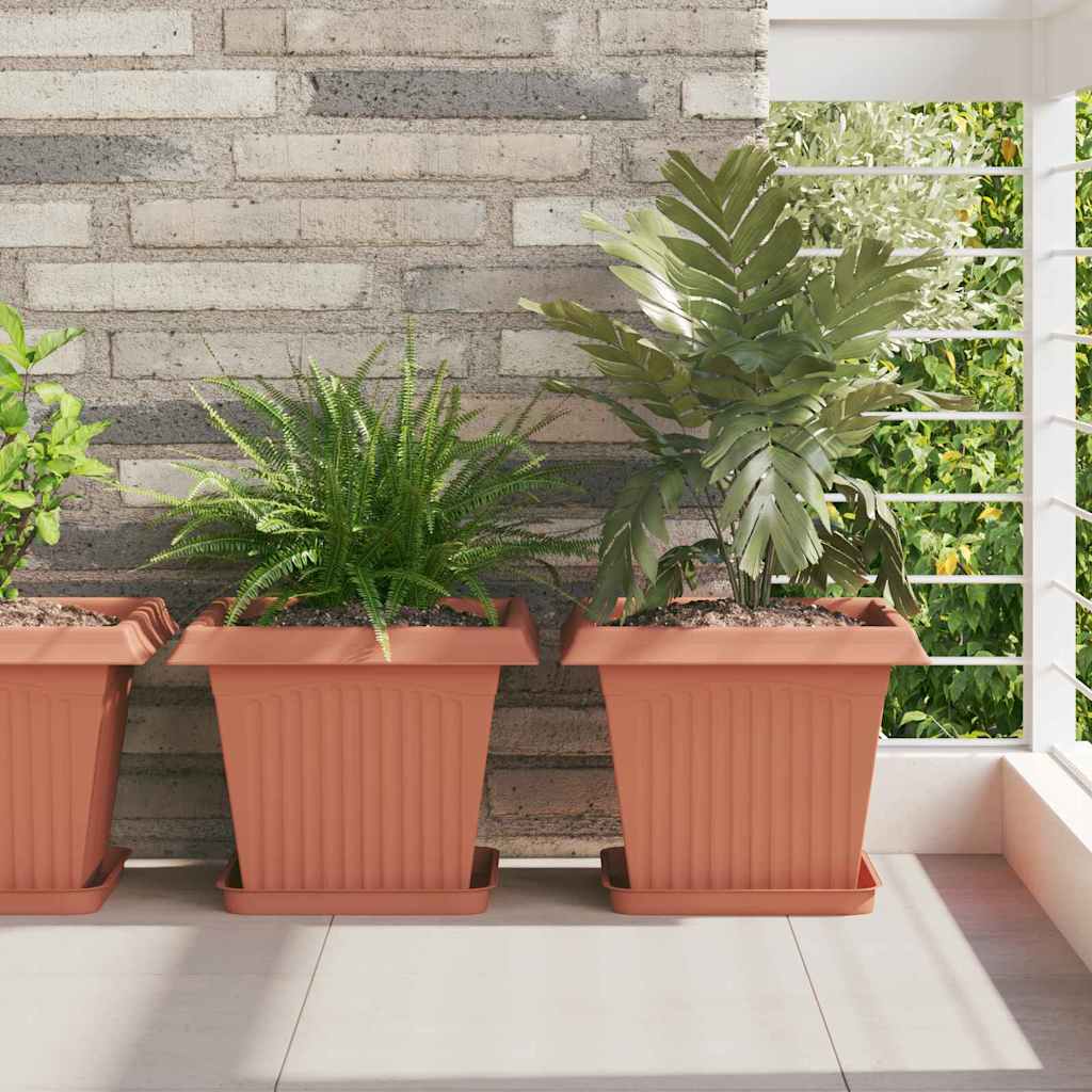 Vassoio Quadrato per Fiori 24 pz Rosso Mattone Plastica