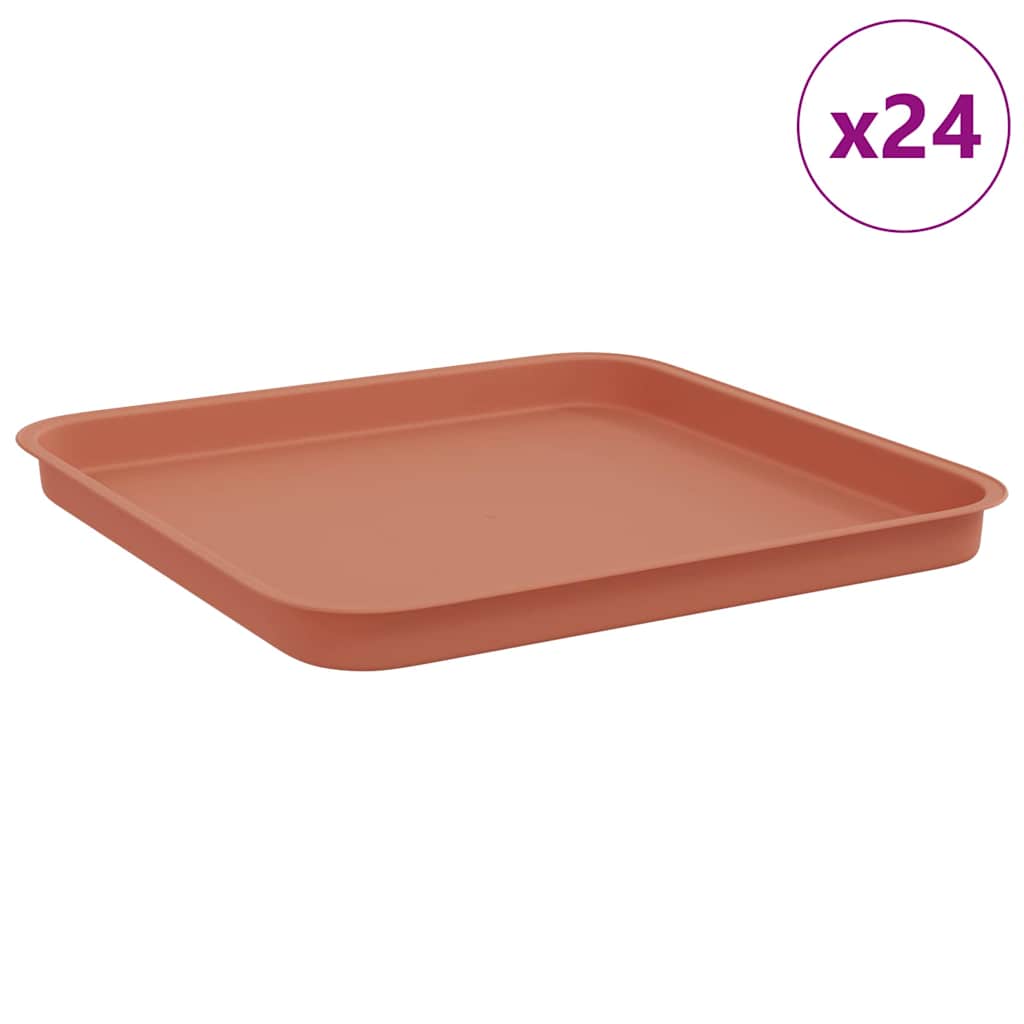 Vassoio Quadrato per Fiori 24 pz Rosso Mattone 32 x 32 x 2,5 cm