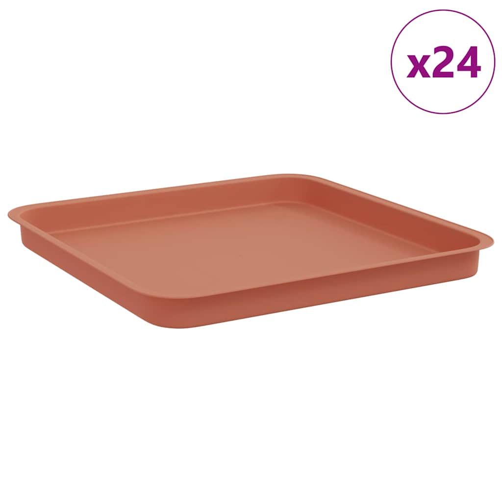 Vassoio Quadrato per Fiori 24 pz Rosso Mattone 36 x 36 x 2,5 cm