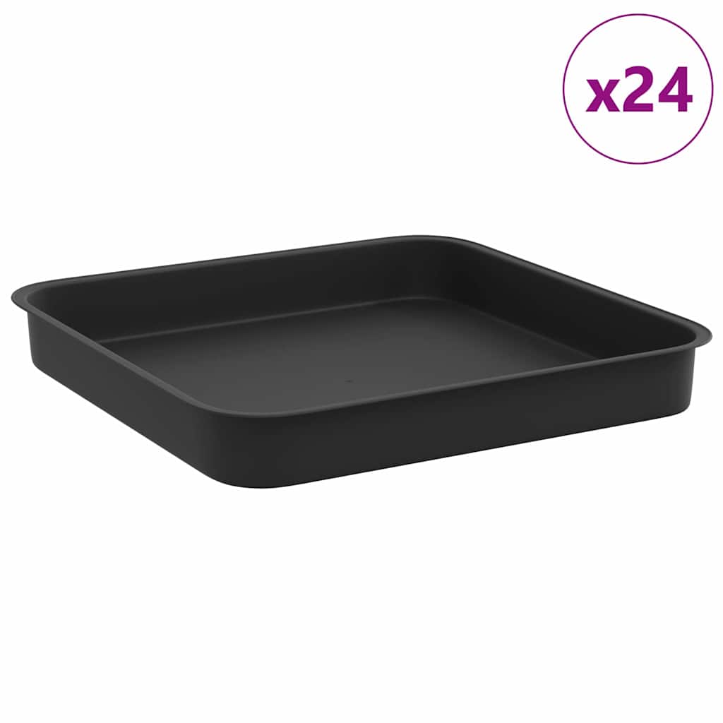 Vassoio Quadrato per Fiori 24 pz Nero 15 x 15 x 2 cm Plastica