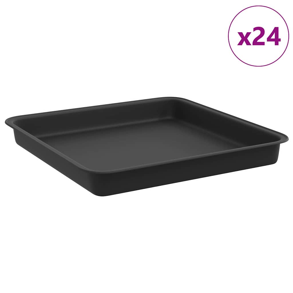 Vassoio Quadrato per Fiori 24 pz Nero 18 x 18 x 2 cm Plastica