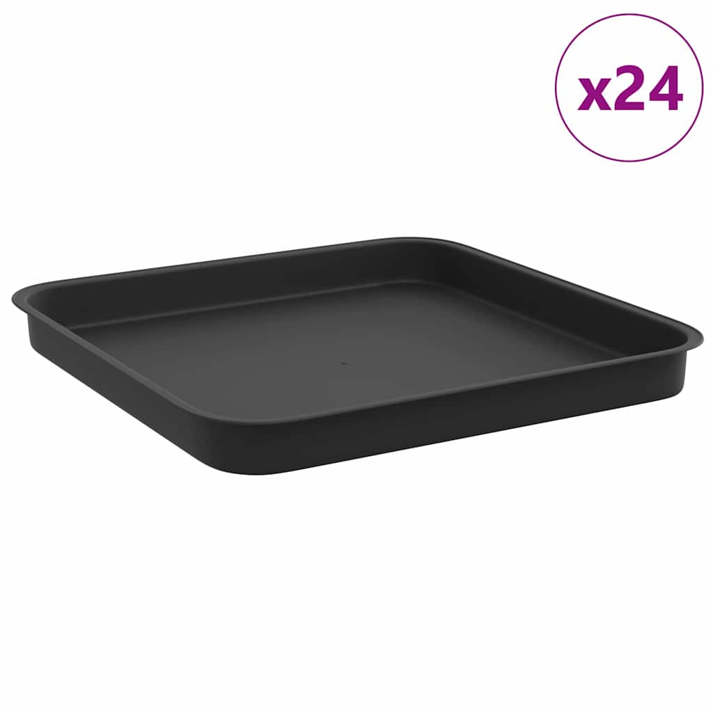 Vassoio Quadrato per Fiori 24 pz Nero 21 x 21 x 2 cm Plastica