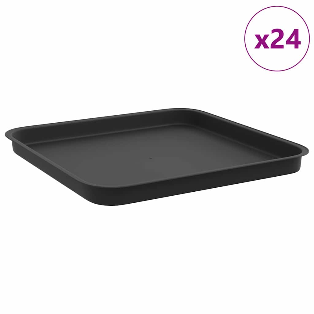 Vassoio Quadrato per Fiori 24 pz Nero 32 x 32 x 2,5 cm Plastica