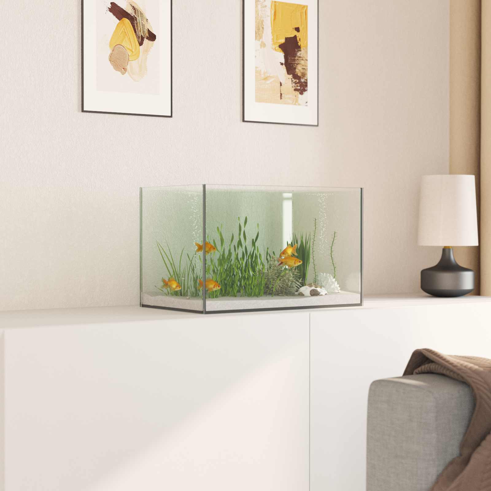 Acquario con archiviazione Trasparente 40 x 25 x 25 cm Vetro
