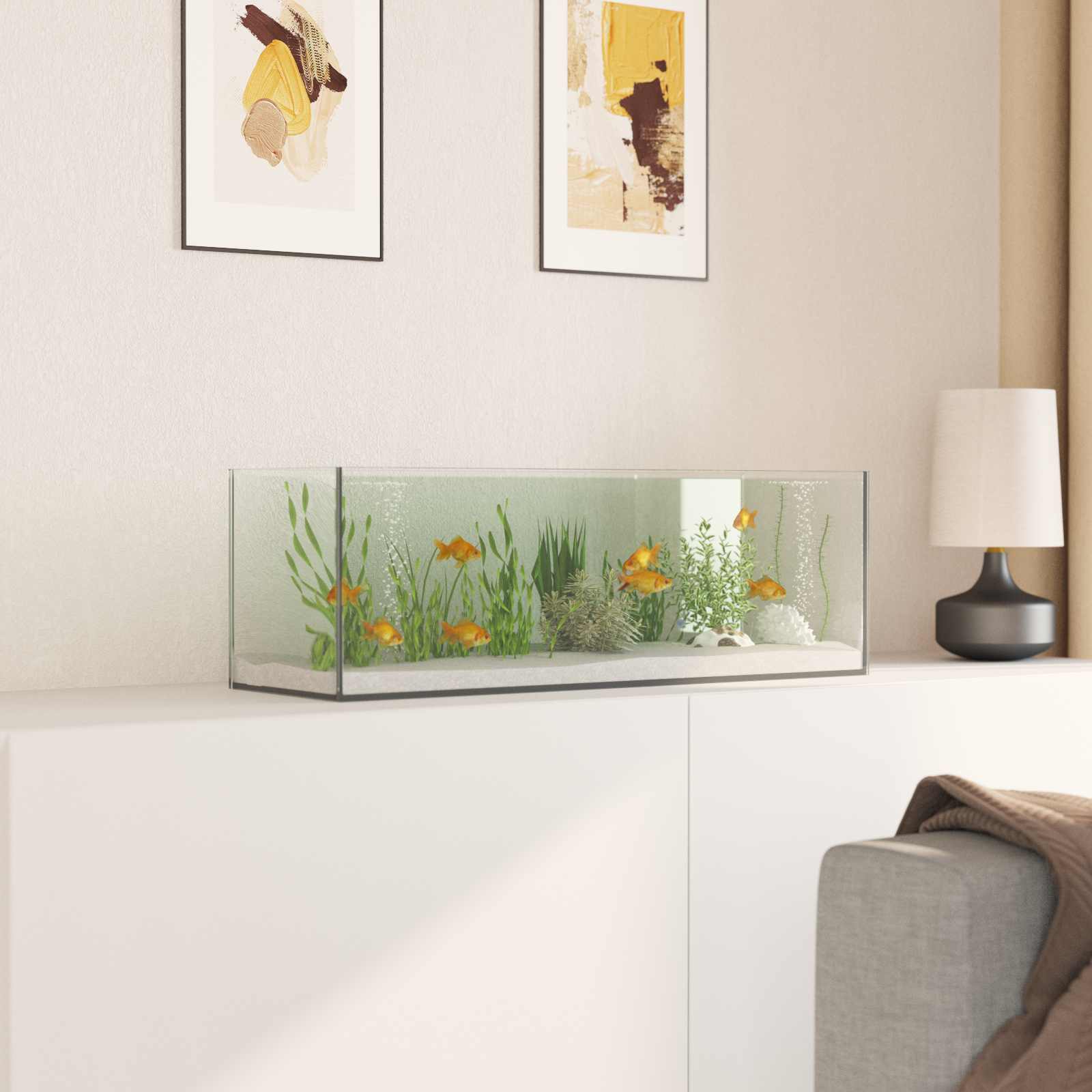 Acquario con archiviazione Trasparente 60 x 20 x 20 cm Vetro